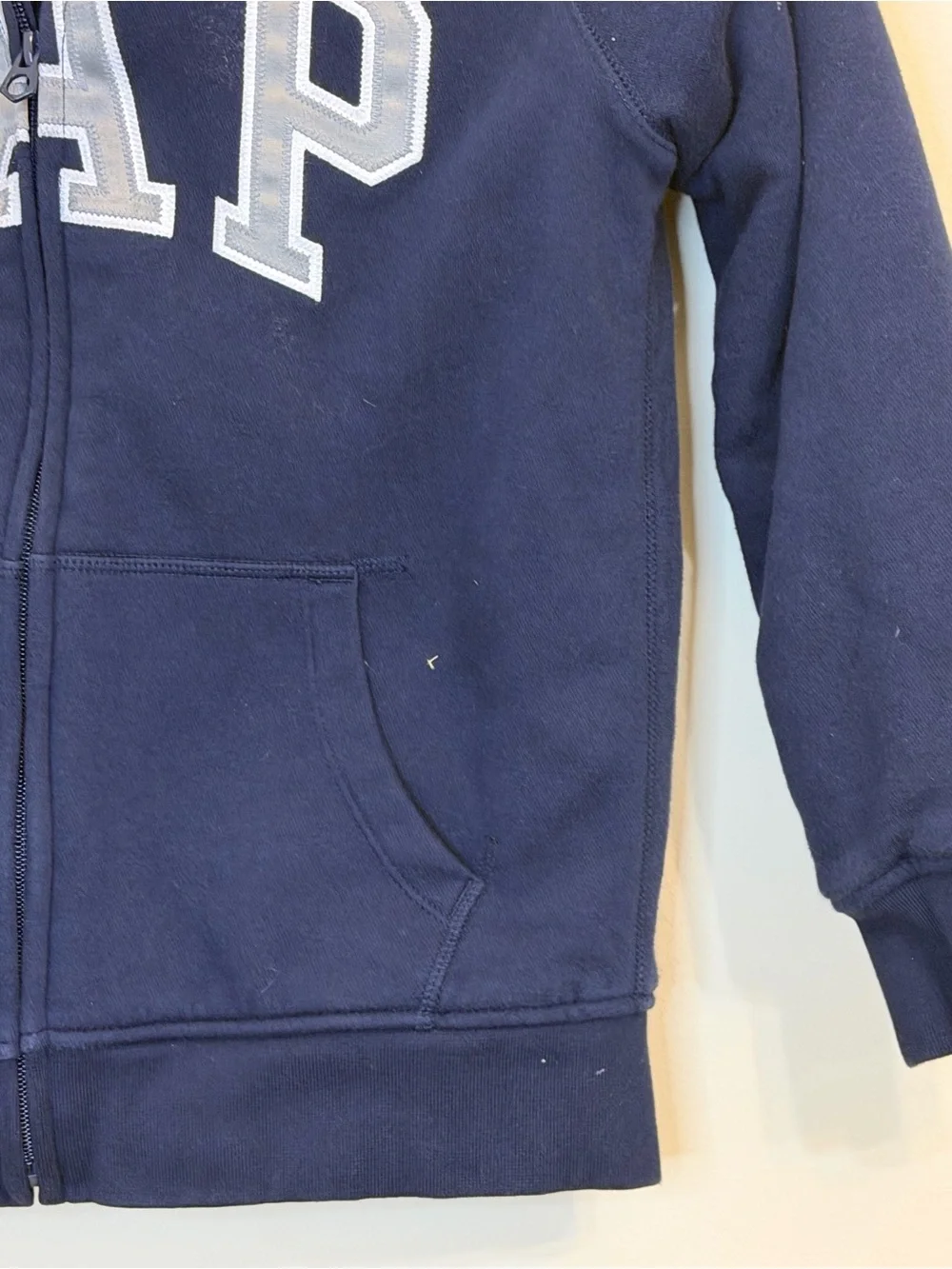 GAP Kids boys L Navy Sherpa Lined Full Zip Logo Hoodie Jacket